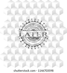 Later grey emblem with cube white background