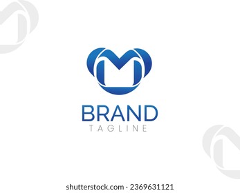 Later M logo love with gradiant blue colour very suitable for brand wedding