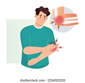 Epicondilitis Lateral conocida como Codo de Tenis - Ilustración de Acciones como Archivo EPS 10