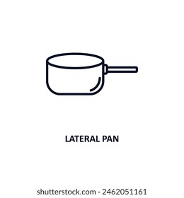 lateral pan outline icon.  Thin line icon from bistro and restaurant collection. Editable vector isolated on white background