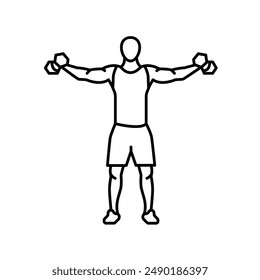 Lateral Raises line icon. Vector isolated element. Editable stroke.