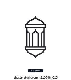 Latern Line Symbol. Ramadan, Sammlung islamischer Feiertagssymbole. Islamische Symbole, muslimische Tagesschilder Symbol einzeln auf weißem Hintergrund. Koran Buch, Traditionelle Laternen. eps10.