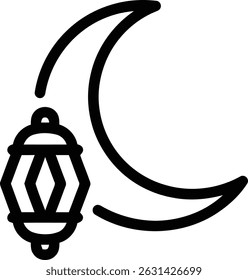 latern and moon icon black and white design