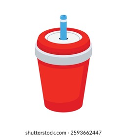 Latest 3d icon of drink cup with a straw in it