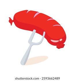 Latest 3d style icon showing a sausage on fork