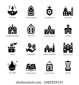 Latest Bundle of Christian Traditions Glyph Icons 

