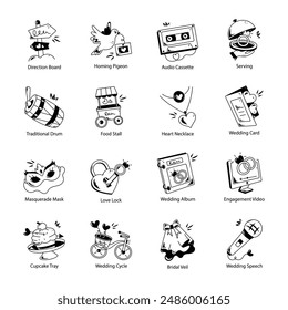 Latest Bundle of Wedding Hand Drawn Icons 

