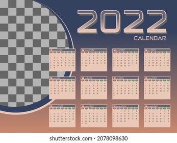 The latest calendar 2022, with trending colors 2022