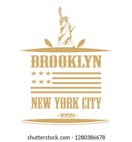 the latest and classic brooklyn gold theme logo,print t shirt illustration vector art