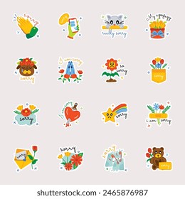 Latest Collection of Apology Flat Stickers 

