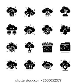 Latest Collection of Cloud Storage Glyph Icons 