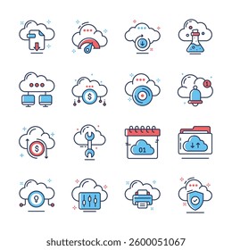 Latest Collection of Cloud Storage Outline Icons 