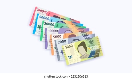 The latest collection of Indonesian rupiah banknotes, ranging from 1000 to 100000. suitable for advertising media, promotional materials, give away, and quizzes with prizes