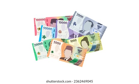 The latest collection of Indonesian rupiah banknotes, ranging from 1000 to 100000. suitable for advertising media, promotional materials, give away, and quizzes with prizes