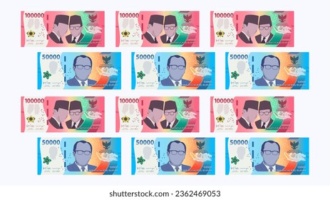 The latest collection of Indonesian rupiah banknotes, ranging from 1000 to 100000. suitable for advertising media, promotional materials, give away, and quizzes with prizes