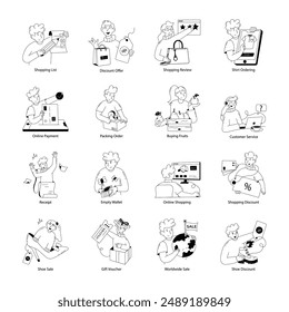 Última Colección de Shopping Doodle Mini Ilustraciones 

