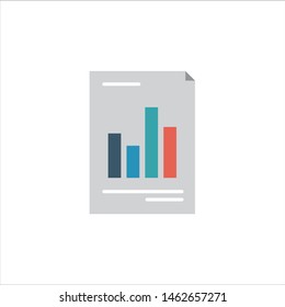 Latest color full flat icon of document showing graph.
