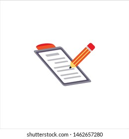 Latest color full flat icon of document with pencil.