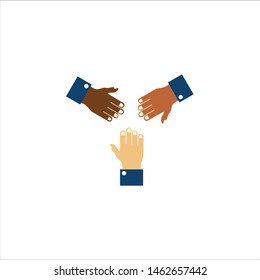 Latest Colorful Flat icon of  hands showing diversification and team work.
