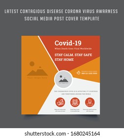 latest contagious disease corona virus awareness social media post cover Template Design