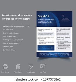 Latest corona virus update awareness flyer template Design