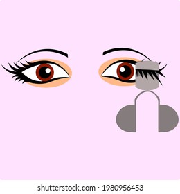 Latest and creative makeup icon of eyelash curler.