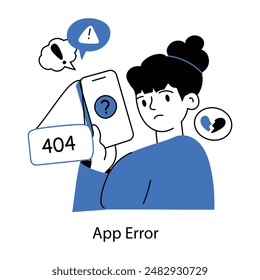 Latest doodle mini illustration of app error 