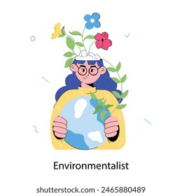 Latest doodle mini illustration of an environmentalist 