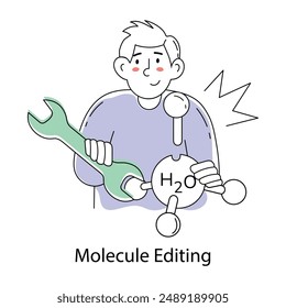 Latest doodle mini illustration of molecule editing 