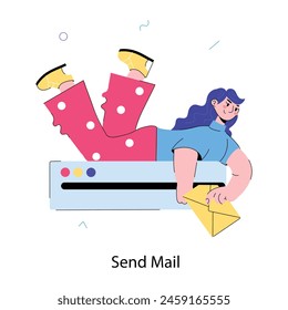 Última mini ilustración doodle de enviar correo 