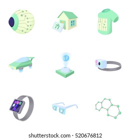 Latest electronic devices icons set. Cartoon illustration of 9 latest electronic devices vector icons for web