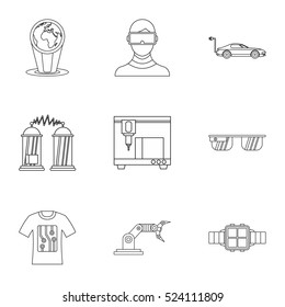 Latest electronic devices icons set. Outline illustration of 9 latest electronic devices vector icons for web