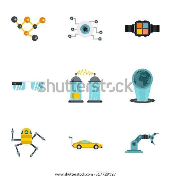 Latest electronic\
devices icons set. Flat illustration of 9 latest electronic devices\
vector icons for web