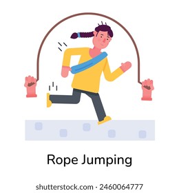 Latest flat character icon of rope jumping 
