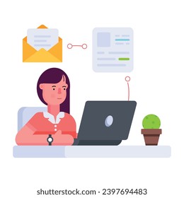 Latest flat conceptual icon of email creator 