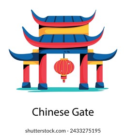 Latest flat icon of chinese gate 