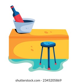 Latest flat icon of hotel bar 