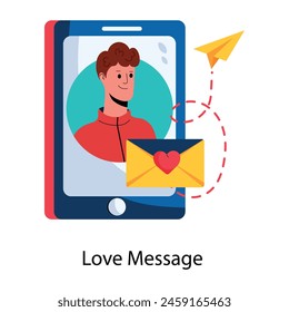 Latest flat icon of love message 