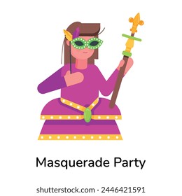 Latest flat icon of masquerade party 