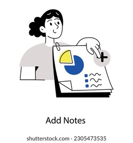 Última ilustración plana de notas de adición 