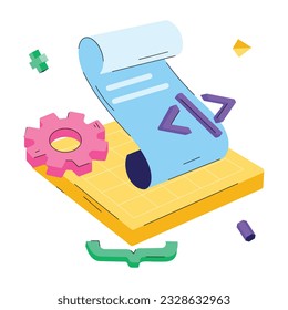Latest flat illustration of coding file  
