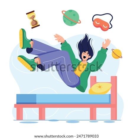 Latest flat illustration depicting hypnic jerk 