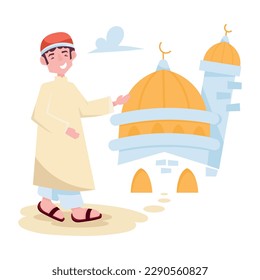 Latest flat illustration of islamic mosque