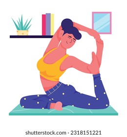 Latest flat illustration of pigeon stretch 
