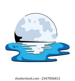 Latest flat illustration of sea moon  