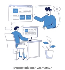 Latest flat illustration of software developers 