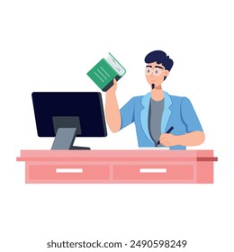 Latest flat illustration of a working student 