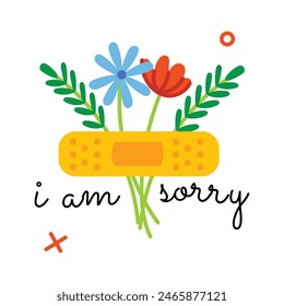 Latest flat sticker of sorry letters 