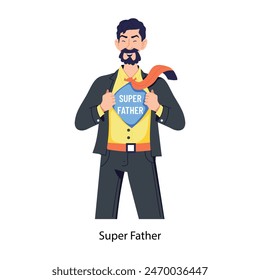 Latest flat style illustration of super father 