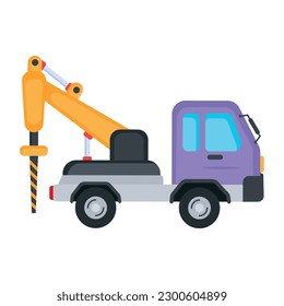 Latest flat vector of drilling truck  